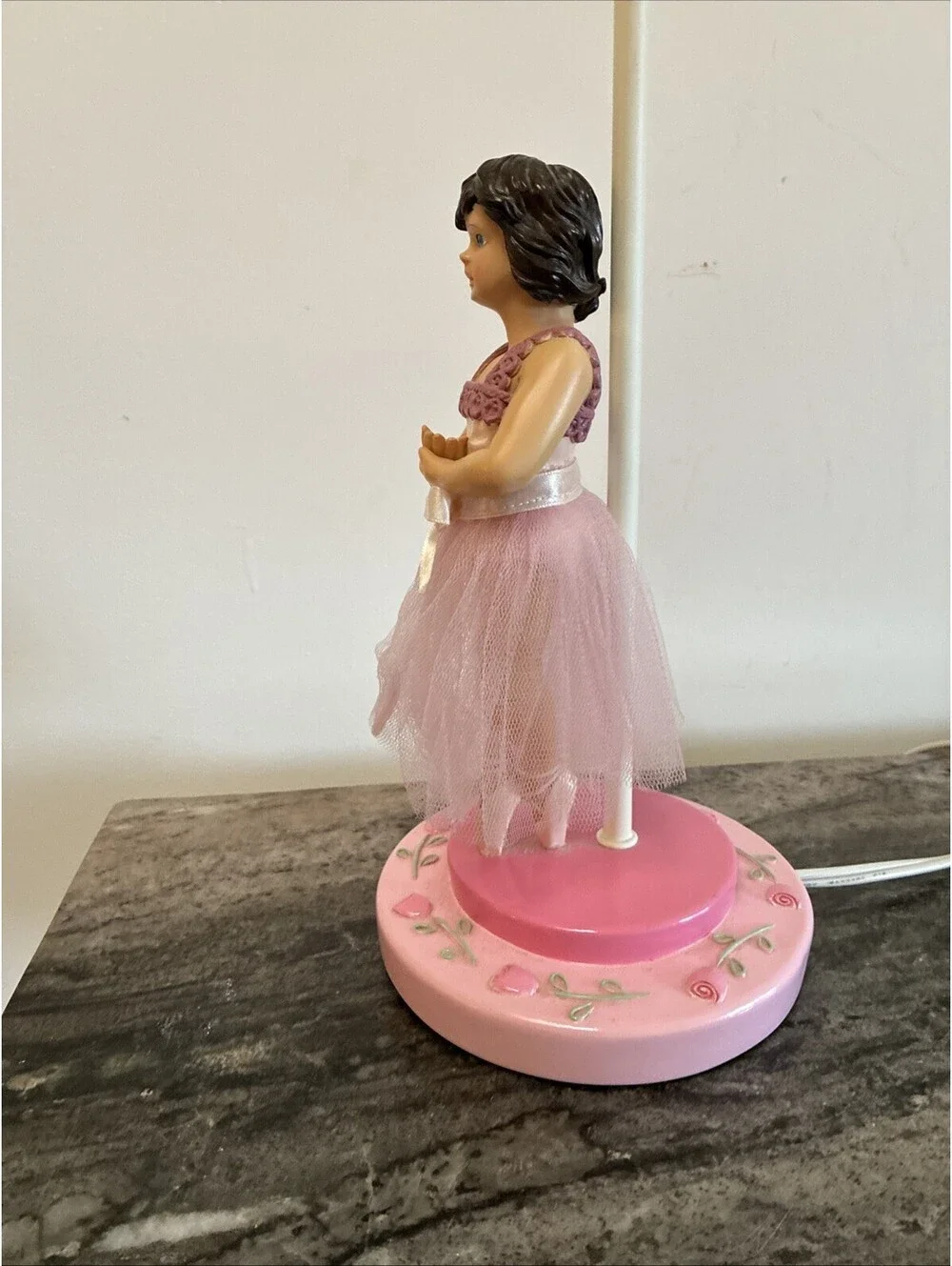 Vtg P.J. Kids Ballerina Doll in Pink Tutu Table Top Lamp